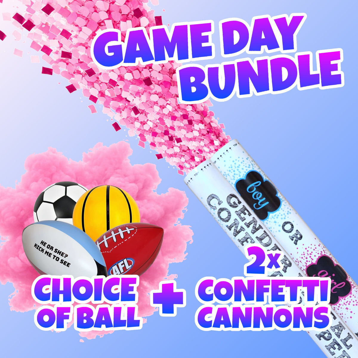 Game Day Reveal Bundle Choice Of Ball + Smoke Cannons