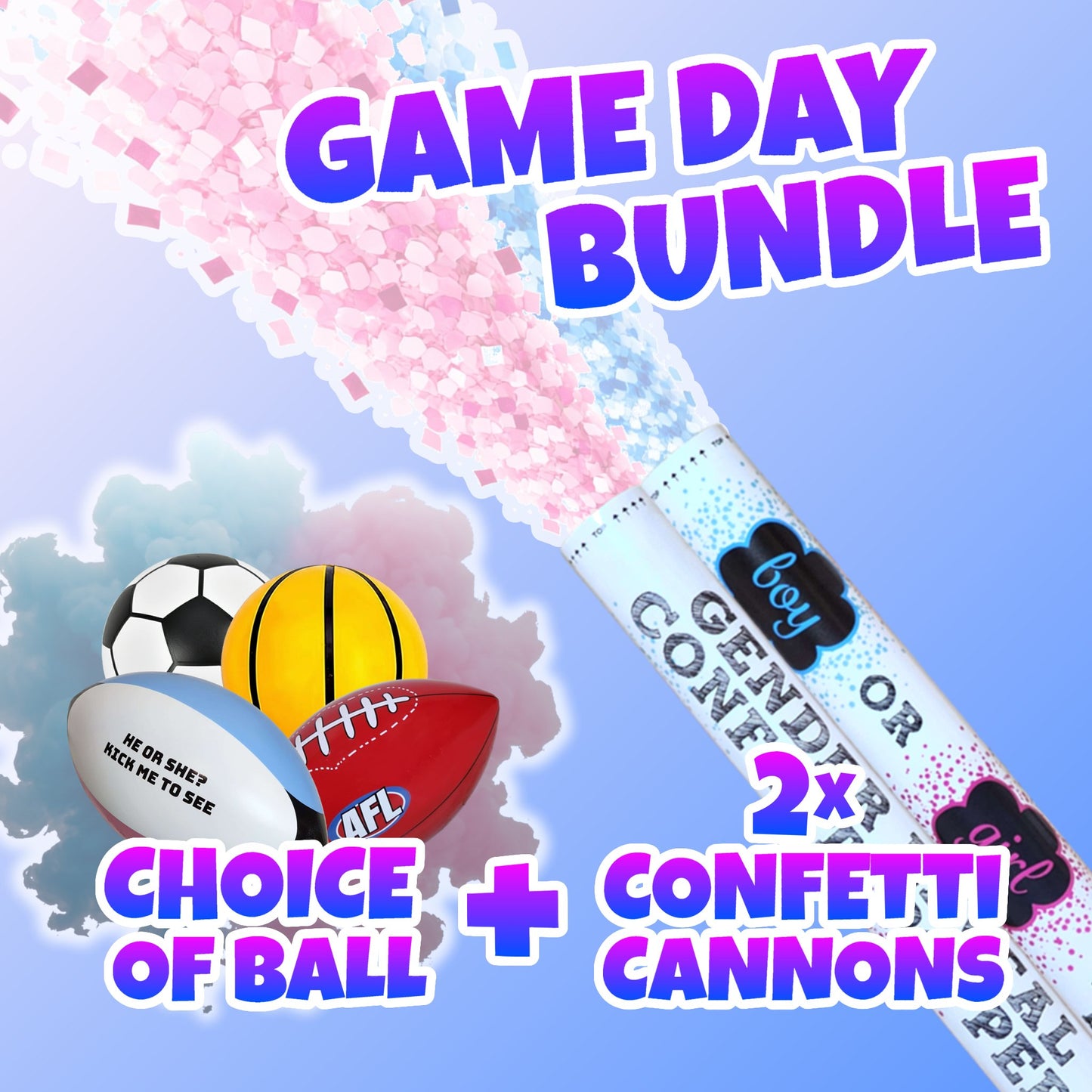 Game Day Reveal Bundle Choice Of Ball + Smoke Cannons