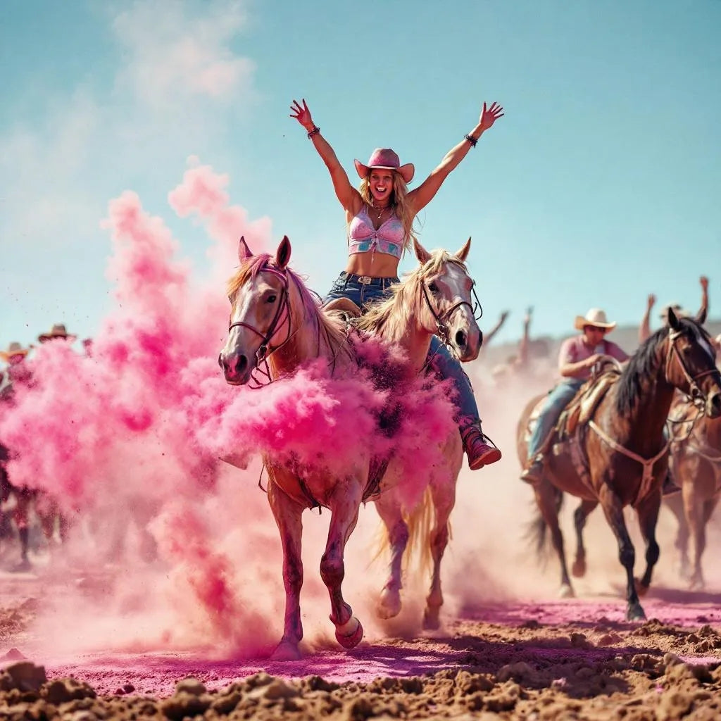 Holi Powder Horse Rodeo Gender Reveal – Western-Themed Baby Announcement