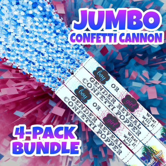Gender Reveal Jumbo Confetti Cannon Bundle