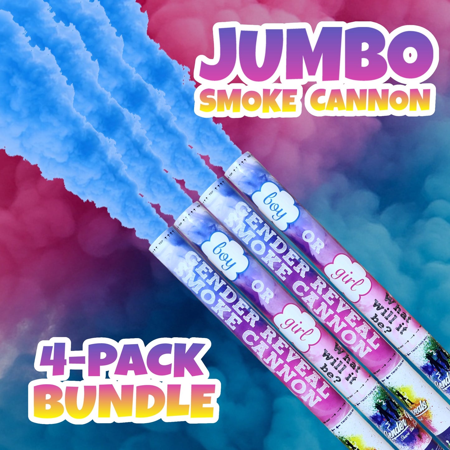 Gender Reveal Jumbo Smoke Cannon Bundle