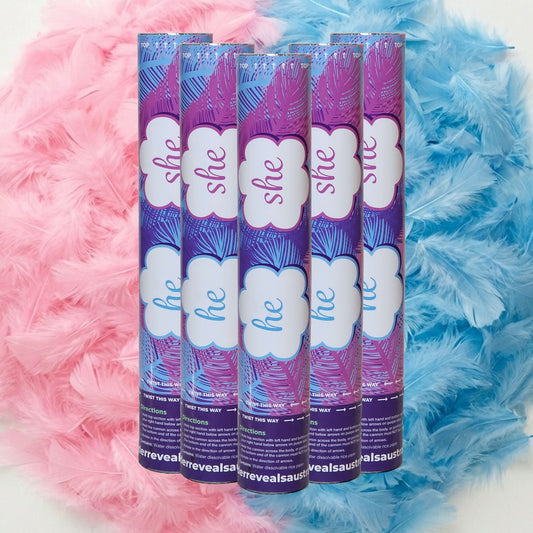 Gender Reveal Feather Cannon 5 Pack Bundle image 0