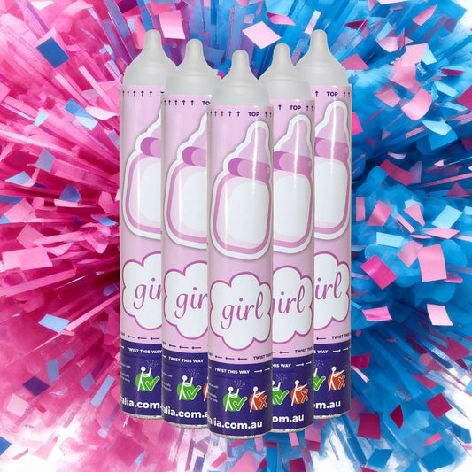 Gender Reveal Confetti Cannon Regular Size 5 Pack Bundle