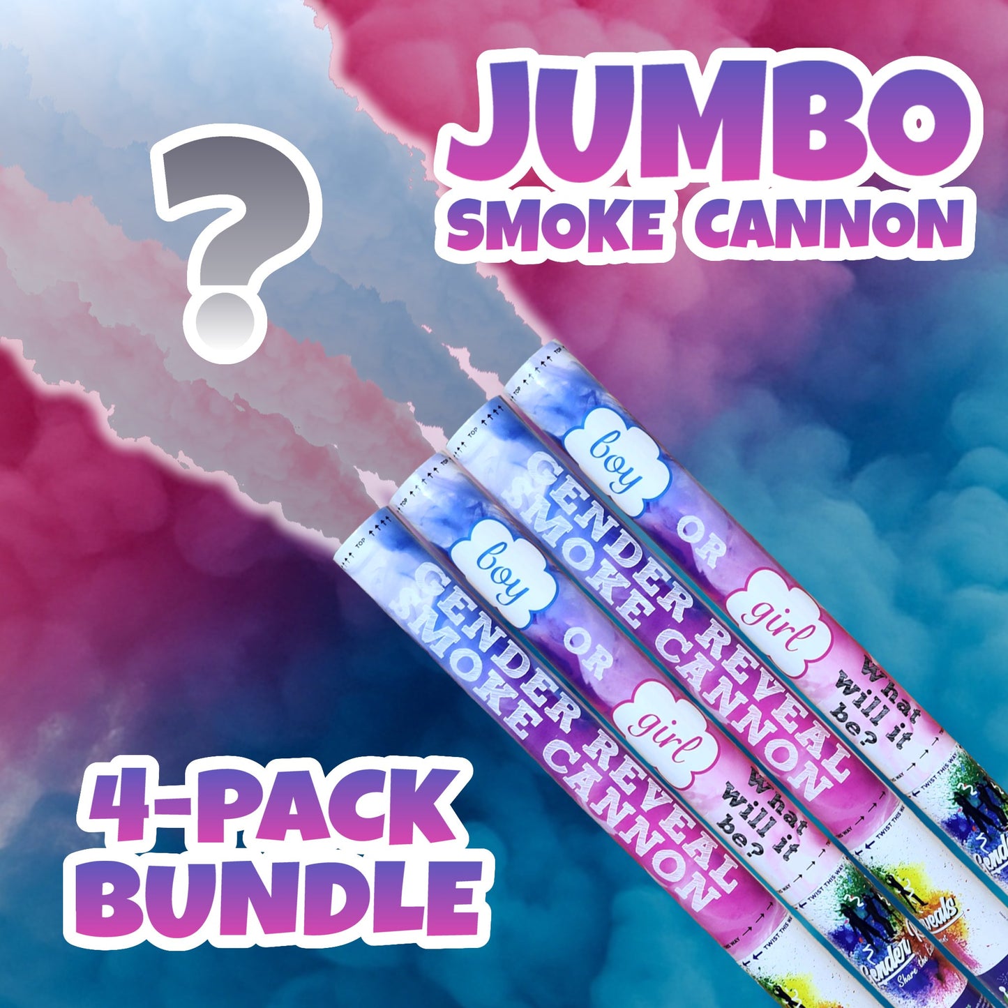 Gender Reveal Jumbo Smoke Cannon Bundle